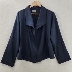 Max Studio Kimono Style Navy Roll Tab Blazer Jacket Women's Large Draps Open